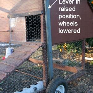 Lifting lever in raised position