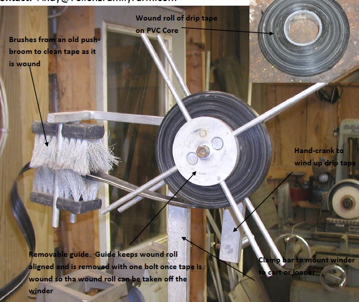 Drip tape winder/cleaner