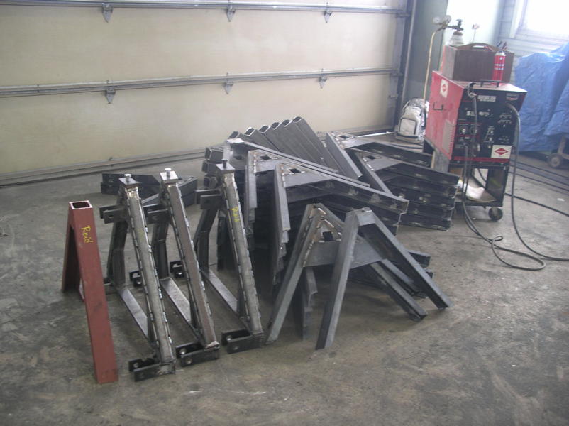 Finished stacks of female triangles and male adapters