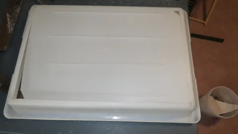 Polypro tub showing start of cut to remove bottom