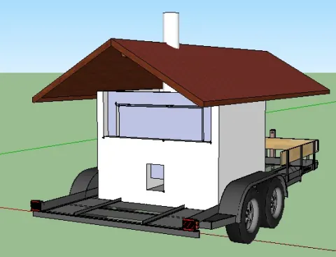Rocket Oven on a Trailer with a roof
