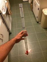 One example of a tube with 50 mL graduated marks.  More can be added to have finer resolution of measurement.