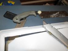 Utility knife easy to start cut and finish with a hand saw