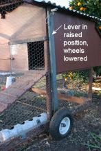 Lifting lever in raised position