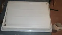 Polypro tub showing start of cut to remove bottom